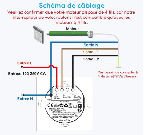 Interrupteur de rideau Wifi intelligent avec télécommande / contrôle tactile, vocal et a distance / Compatible avec Alexa et google Home