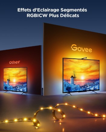 Smart Ruban LED 3,8m Govee | Rétroéclairage LED Wifi avec Caméra | Compatible avec Alexa et Google Assistant