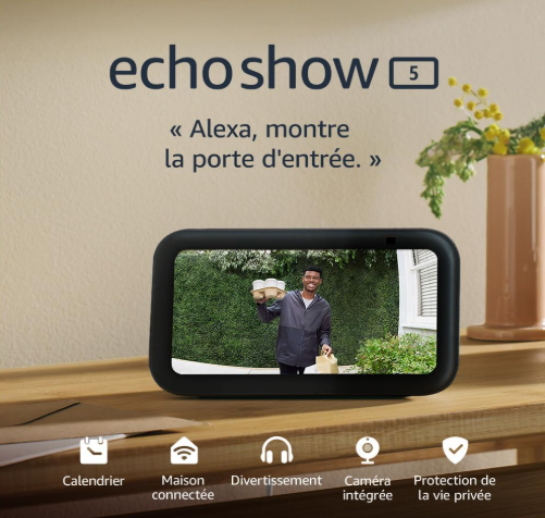 Alexa Echo Show 5 "Nouvelle génération" | Écran tactile connecté et caméra 2 MP | Commande vocal pour le contrôle de votre maison connectée
