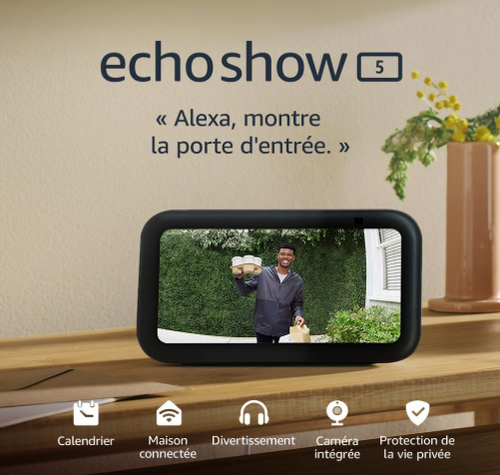 Alexa Echo Show 5 "Nouvelle génération" | Écran tactile connecté et caméra 2 MP | Commande vocal pour le contrôle de votre maison connectée