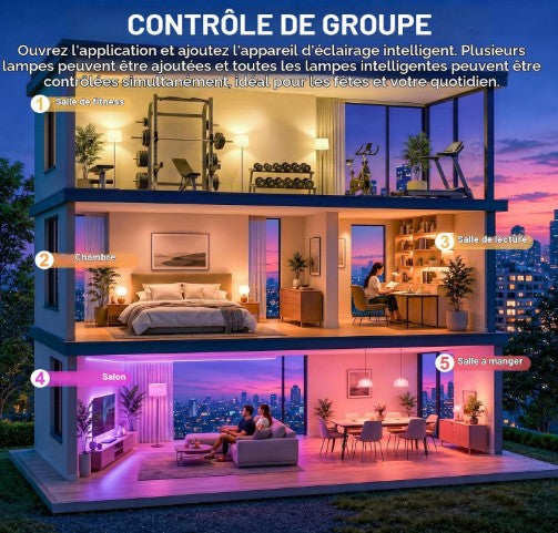 Ampoule E27 Tuya Connectée / Commande vocale et a distance /  Classe E "10W, 2700K-6500K" / Compatible Alexa et Google home [Classe énergétique E]