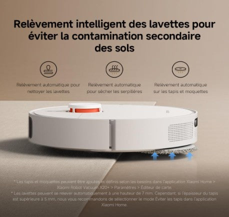 Aspirateur Robot Laveur / XIAOMI X20 / Serpillières Relevables 6000 Pa | Navigation LDS, Auto-nettoyage, Séchage et vidage automatique