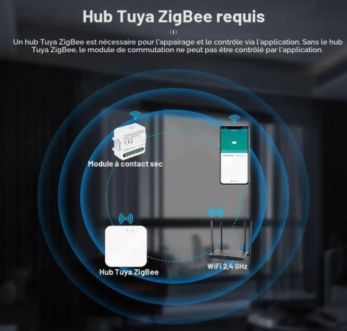 Module de commutateur de relais intelligent / Contact sec Tuya AC;DC / Compatible avec Alexa Google Home
