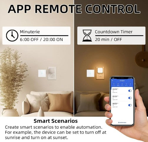 Interrupteur WIFI Tactile Intelligent en Verre / TUYA, Smart Life APP / Compatible avec Alexa et Google Assistant