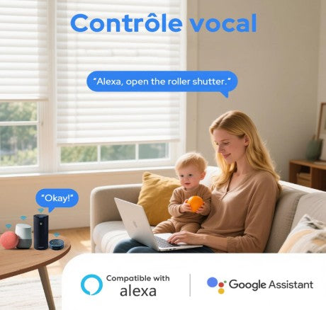 Interrupteur de rideau Wifi intelligent avec télécommande / contrôle tactile, vocal et a distance / Compatible avec Alexa et google Home