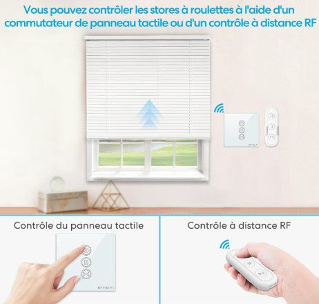 Interrupteur de rideau Wifi intelligent avec télécommande / contrôle tactile, vocal et a distance / Compatible avec Alexa et google Home