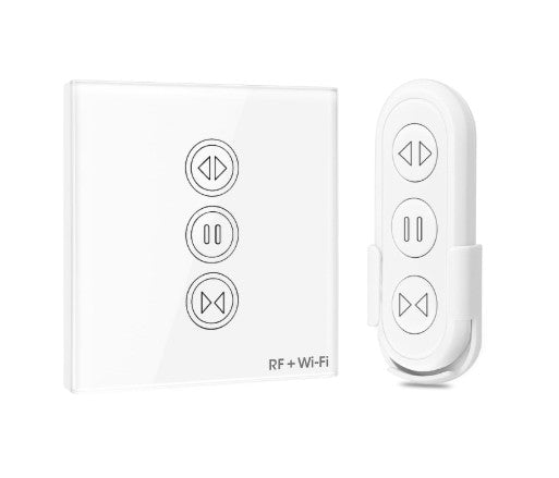 Interrupteur de rideau Wifi intelligent avec télécommande / contrôle tactile, vocal et a distance / Compatible avec Alexa et google Home