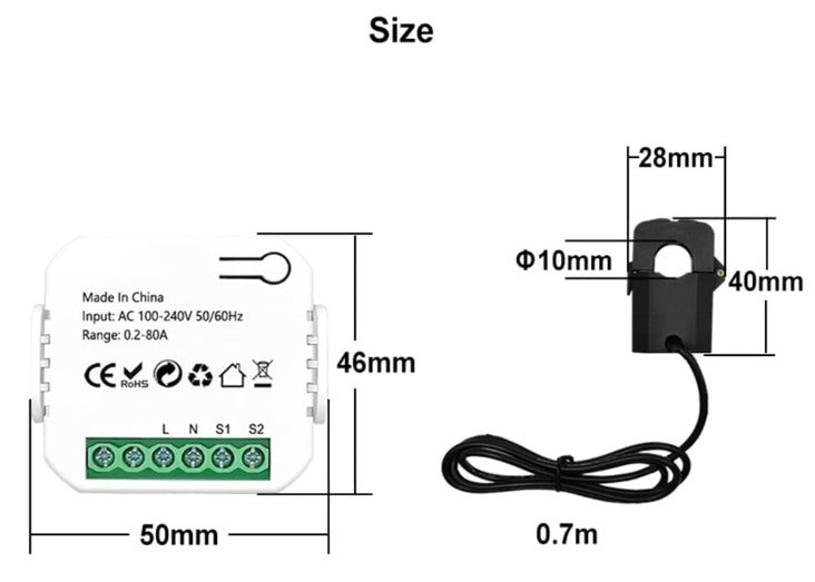 Module de consommation d'énergie Intelligent Tuya / Moniteur d'utilisation de l'électricité Wifi / Intensité Maximal 80A / Compatible avec Alexa et google assistantes