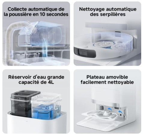 Aspirateur Robot Laveur / XIAOMI X20 / Serpillières Relevables 6000 Pa | Navigation LDS, Auto-nettoyage, Séchage et vidage automatique