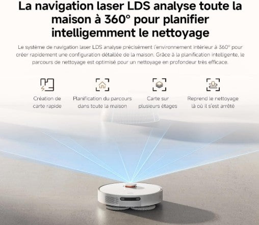Aspirateur Robot Laveur / XIAOMI X20 / Serpillières Relevables 6000 Pa | Navigation LDS, Auto-nettoyage, Séchage et vidage automatique