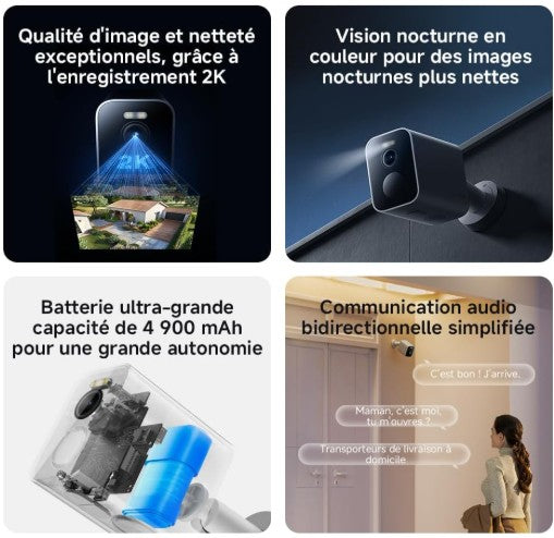 Caméra Extérieure Connectée / Xiaomi mi Home / Qualité 2K Détection de mouvement / Compatible avec Alexa et Google home